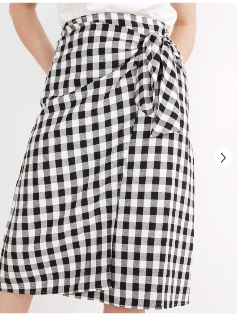 Madewell Sarong Faux-Wrap Midi Skirt in Gingham Check | Size 8 - Picture 2 of 7